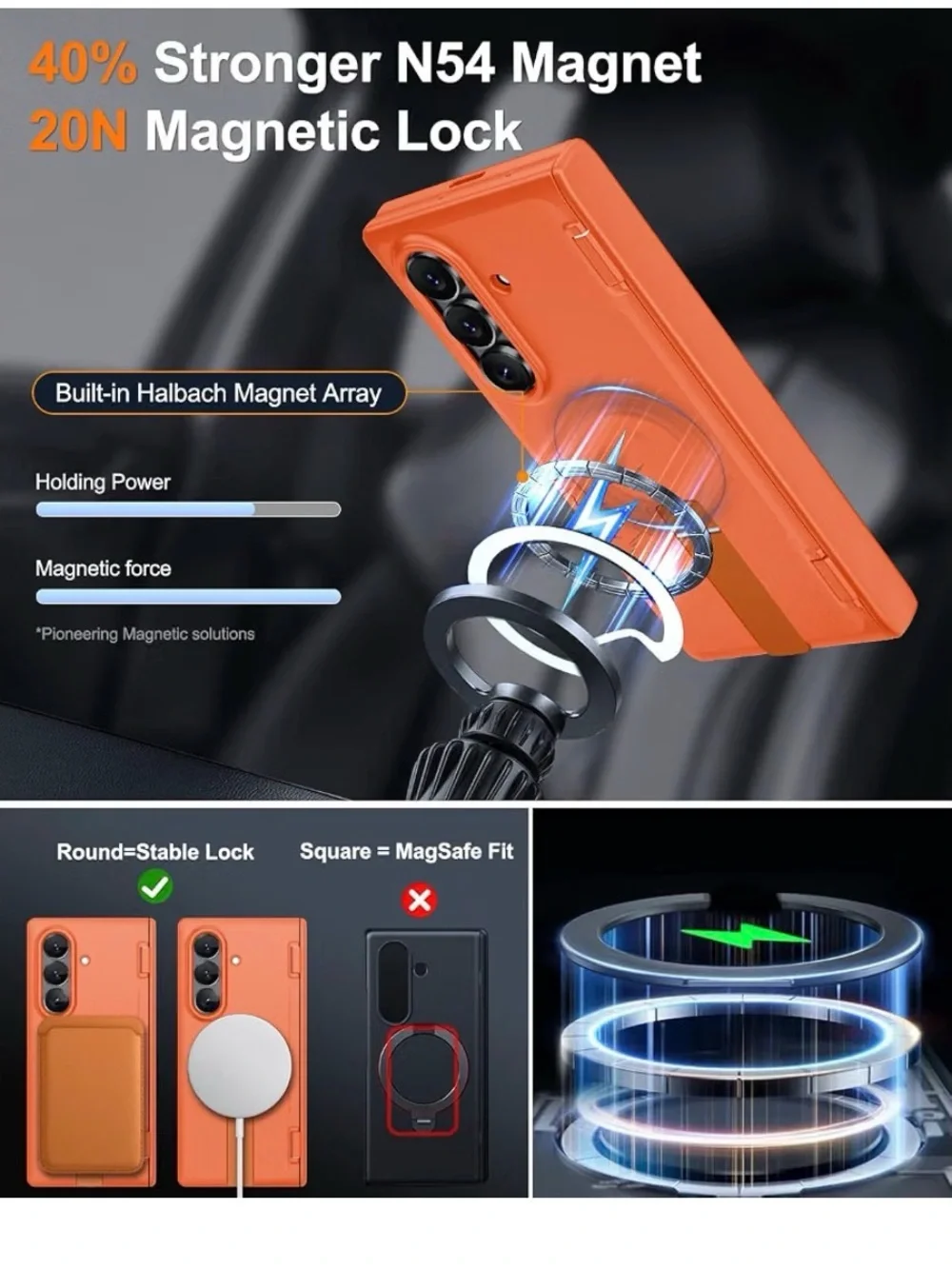 Samsung Orange Rugged Magnetic Kickstand Case for Galaxy Z Fold 8 ultra